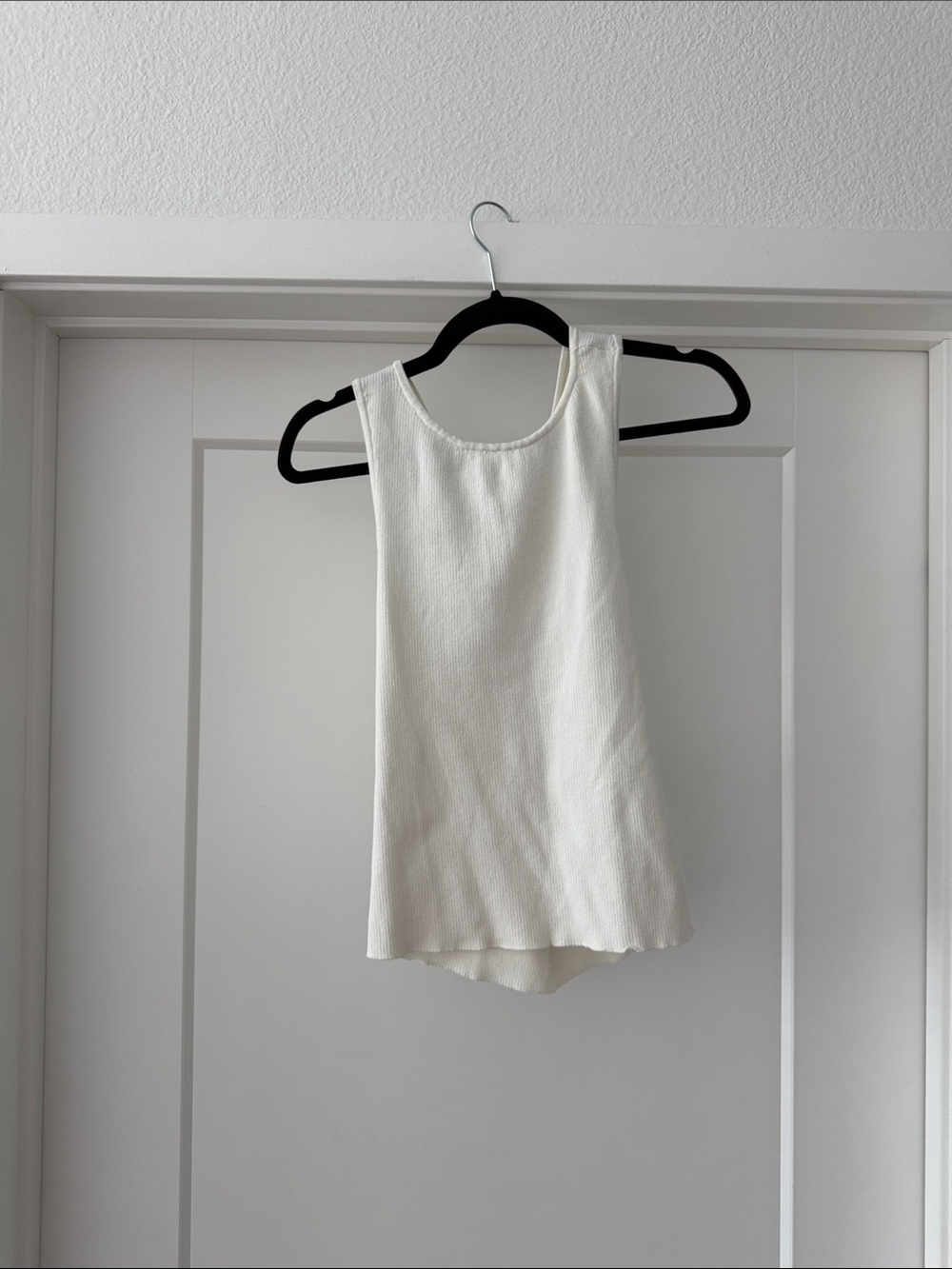 Divided Cream Ribbed Tank